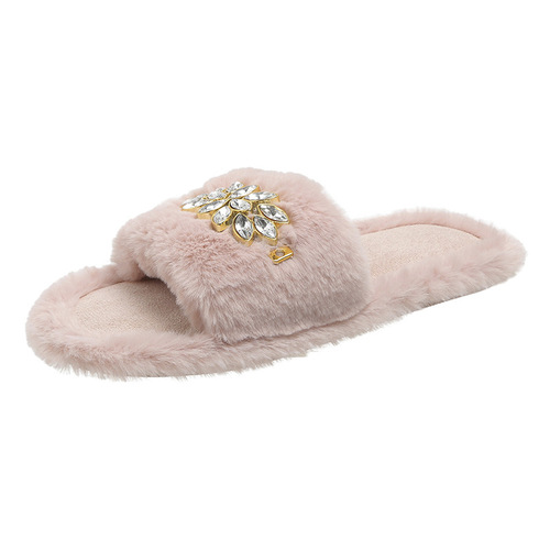 Autumn and winter new style fluffy slippers for women, Korean style fashionable indoor warm cotton slippers for home slippers for women