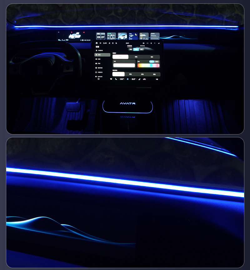 Car Interior Led Ambient Light with USB Connection, Flow Light Effect, No Wiring Needed