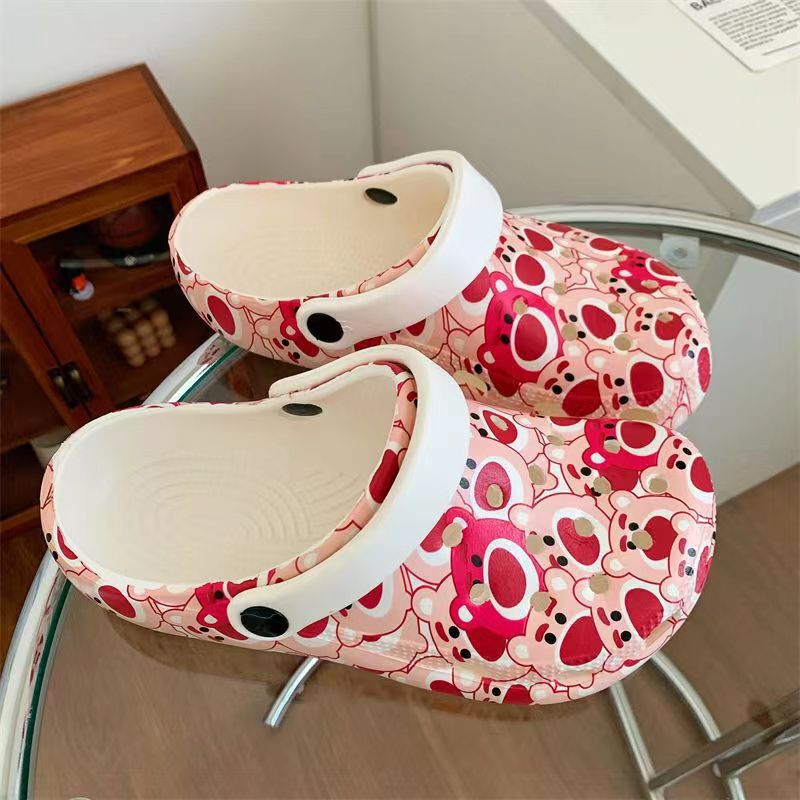 2024 New Large Size Cute Bear Clogs, Summer Style, Student Daily Casual Thick-Soled Clogs