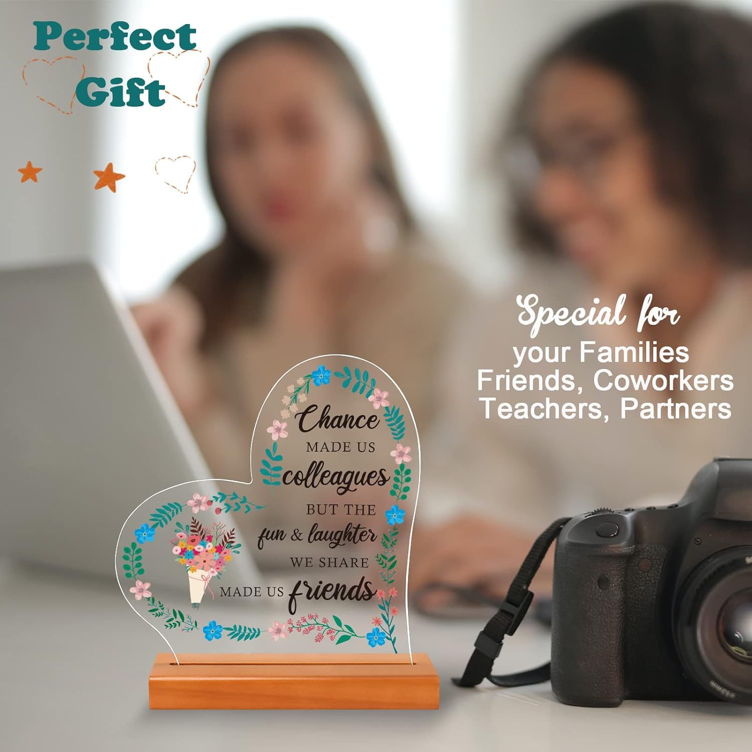 Transfronterizo nuevo material acrílico decoraciones de escritorio para la familia, novias y amigos adornos en forma de corazón transparente