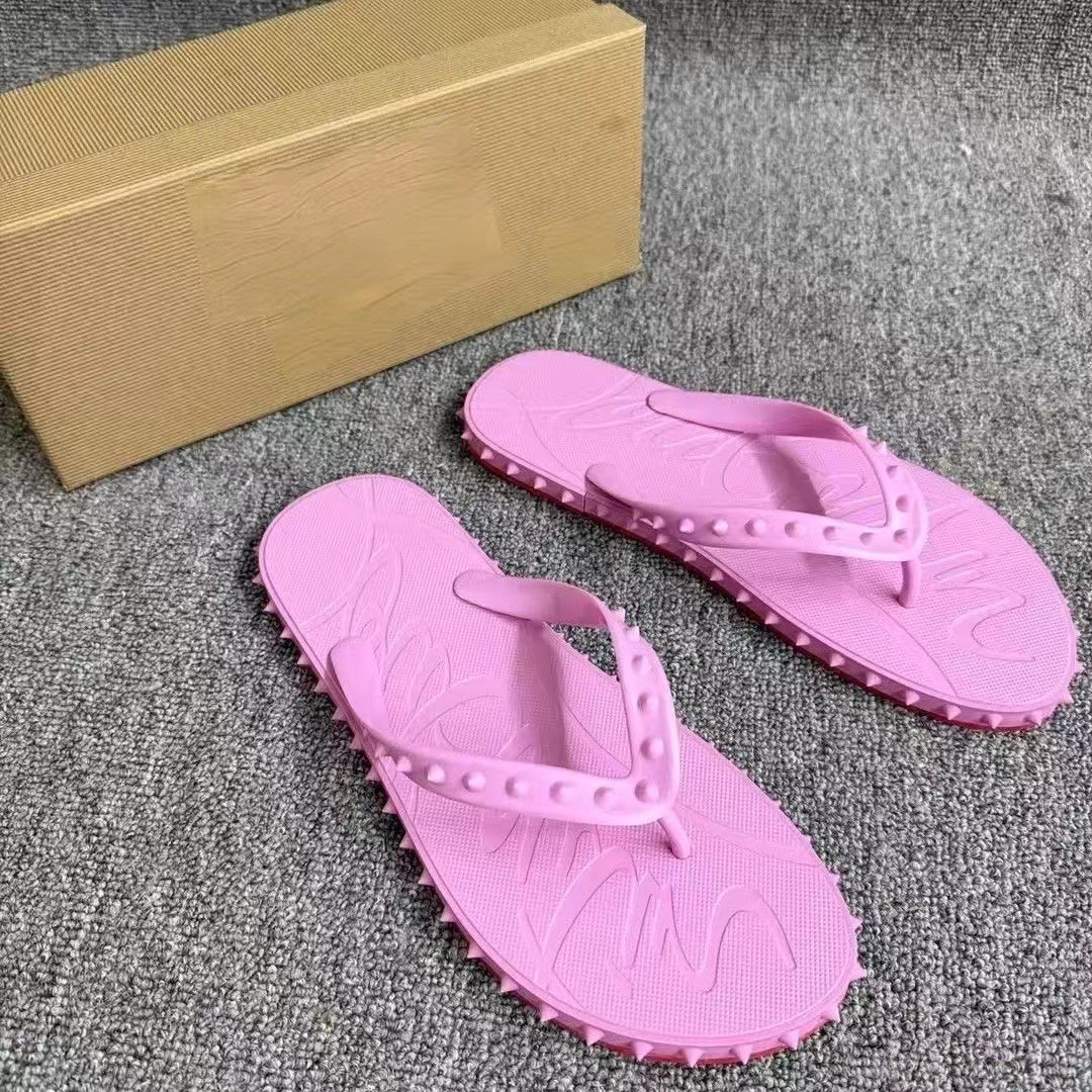 Christian Louboutin Loubi Flip Rubber Spikes Pink