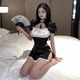 smn情趣内衣批发复古少女旗袍短袖开叉性感激情诱惑免脱女仆骚wwa