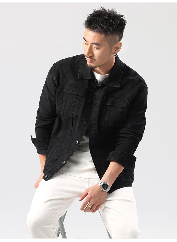 Men's Clothing 2024 new men's jacket autumn solid color simple cotton elastic slim denim jacket men's trend_voghion.com