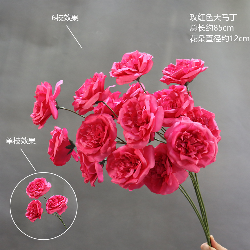 Boda Rosa rojo arreglo de flores artificiales abrazo cubo material flor cama cabeza flor fila flor boda flor de seda falsa ventana
