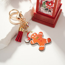 组合款飘雪玻璃球钥匙圈挂件跨境圣诞节节卡通吊牌钥匙扣包包挂饰