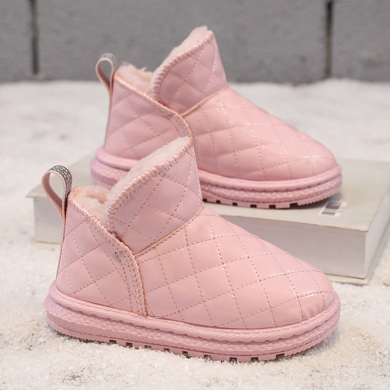 Botas de neve, botas de pelúcia de inverno para meninas, botas de inverno impermeáveis e quentes para crianças de meia-idade, sapatos de algodão do nordeste_voghion.com