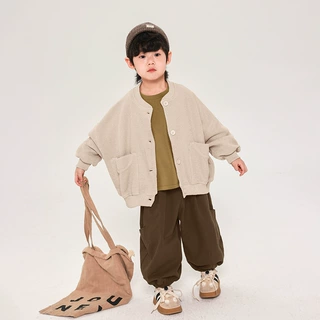 畅果服饰男童外套秋装儿童韩版棒球服中小童春秋森系仿毛线上衣