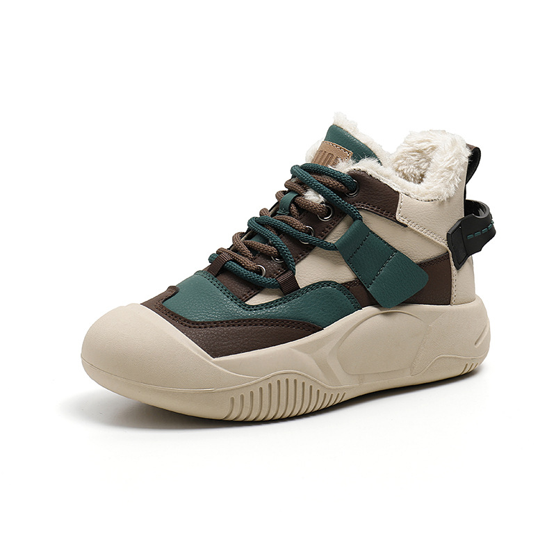 Scarpe alte da donna 2023 inverno nuovo cashmere abbinamenti caldi colori scarpe in cotone per studenti tutte abbinate scarpe Casual con piattaforma di marea_voghion.com