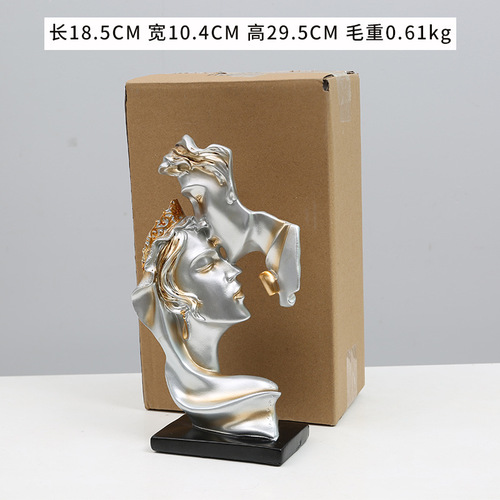 Cross-border new style One Kiss Love Personalized Ornaments Resin Crafts Home Living Room Bookcase Office Decoration Furnishings