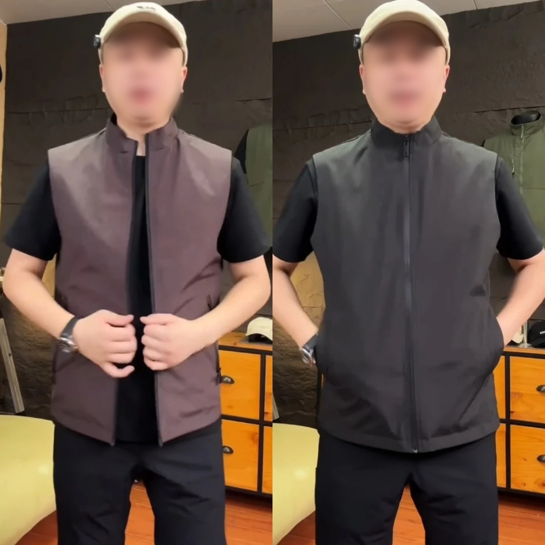 秋季男士新款宽松舒适时尚洋气潮流百搭简约纯色高级双面休闲马甲