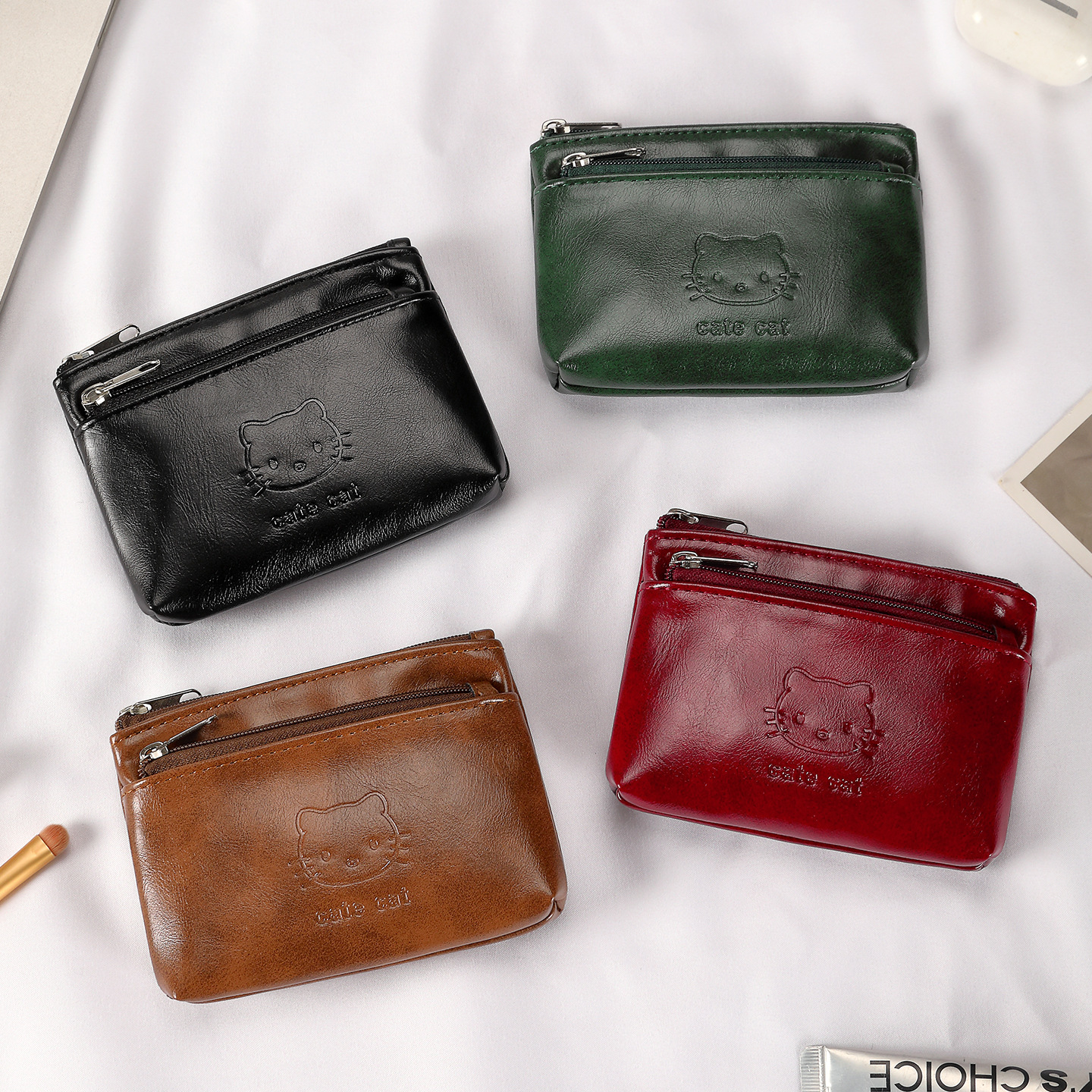 Nuevo bolso de cambio de cuero suave hecho a mano para mujeres lindas mini auriculares portátiles llaves certificados bolso de tarjeta