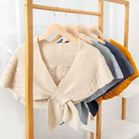 Knitted cloak, Korean style knitted shawl, soft acrylic/wool blend, 63 cm, multiple colors