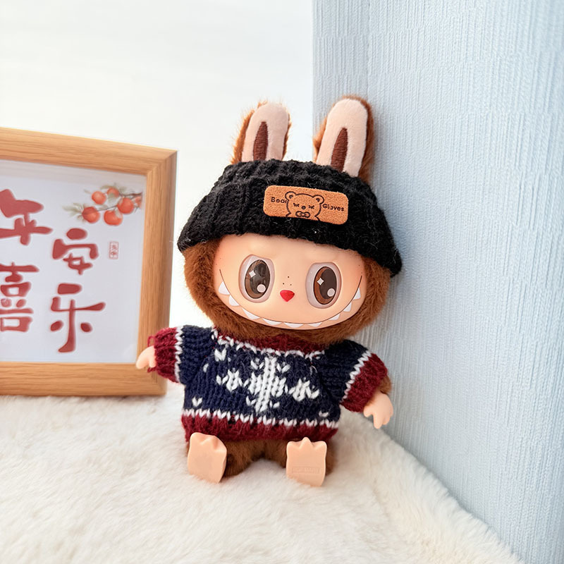 Solo ropa] Llavero de primera y segunda generación Labubu colgante de ropa Rabubu ropa de bebé suéter de punto traje de sombrero