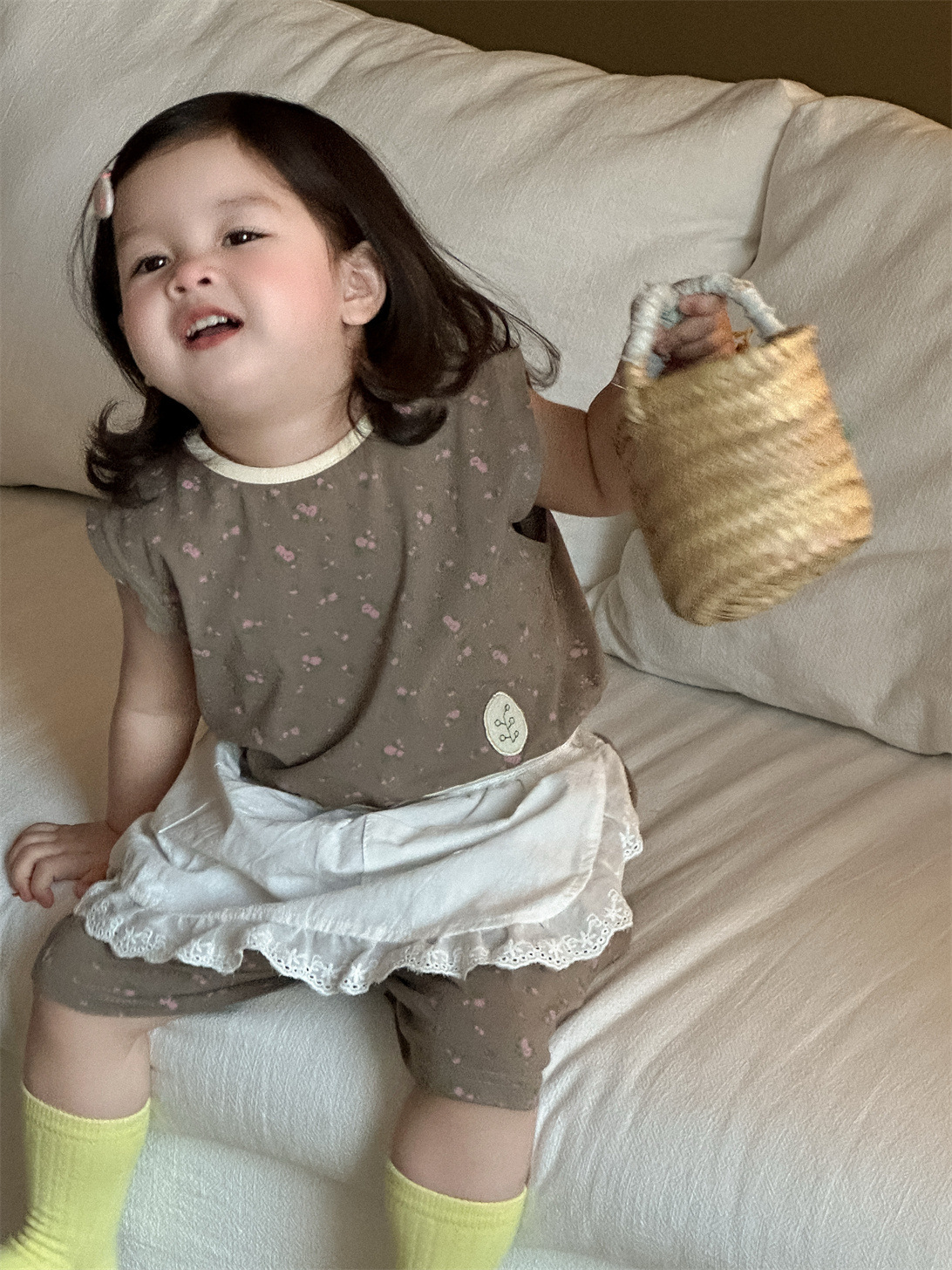 Traje para niñas verano delgado pantalones cortos de manga corta para niños de dos piezas ropa de verano para niños coreanos ropa de verano para bebés