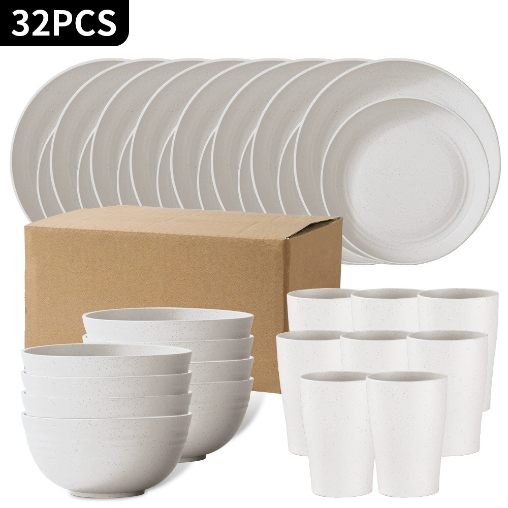 Dinnerware Set, Thickened Black Dinner Plates & Soup Bowls, 16–32 Piece Options, Home Tableware