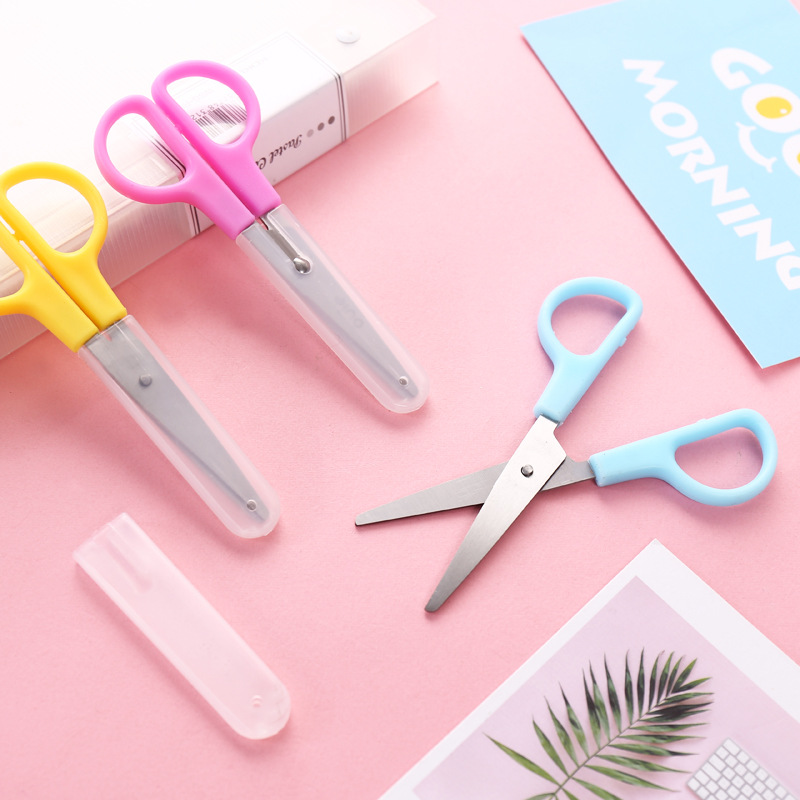 T 가위 학생 수제 종이 커터 사무용품 스테인레스 스틸 아티스트 팁 라운드 헤드 안전 가위 가위