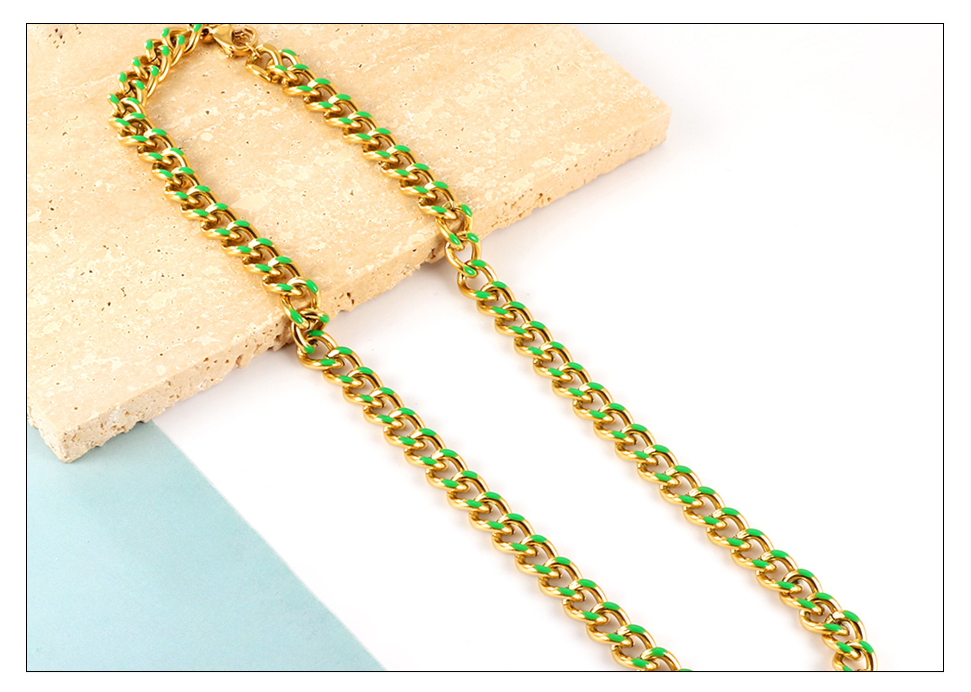 Simple Style Geometric Stainless Steel Titanium Steel Enamel Plating Necklace 1 Piece