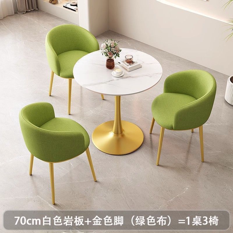 北欧轻奢岩板洽谈桌椅接待办公室会客阳台休闲小圆桌公寓餐桌家用|undefined