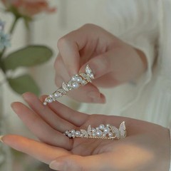 珍珠蝴蝶发夹女高档精致高颜值刘海夹仙女一字夹侧边夹发卡发饰品