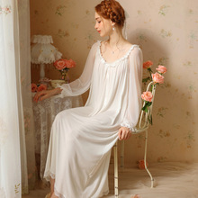 宫廷公主风睡裙春秋长袖法式蕾丝家居高级感性感睡衣甜美少女长裙