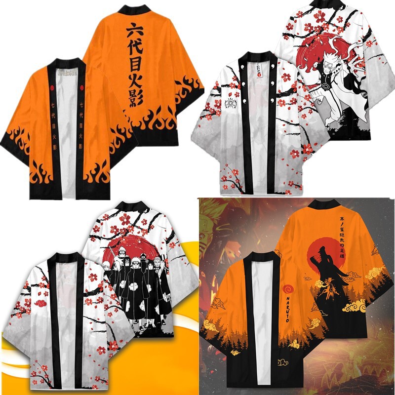 Japanese Naruto anime peripheral cosplay3D digital printing cloak feather woven kimono robe factory direct sales