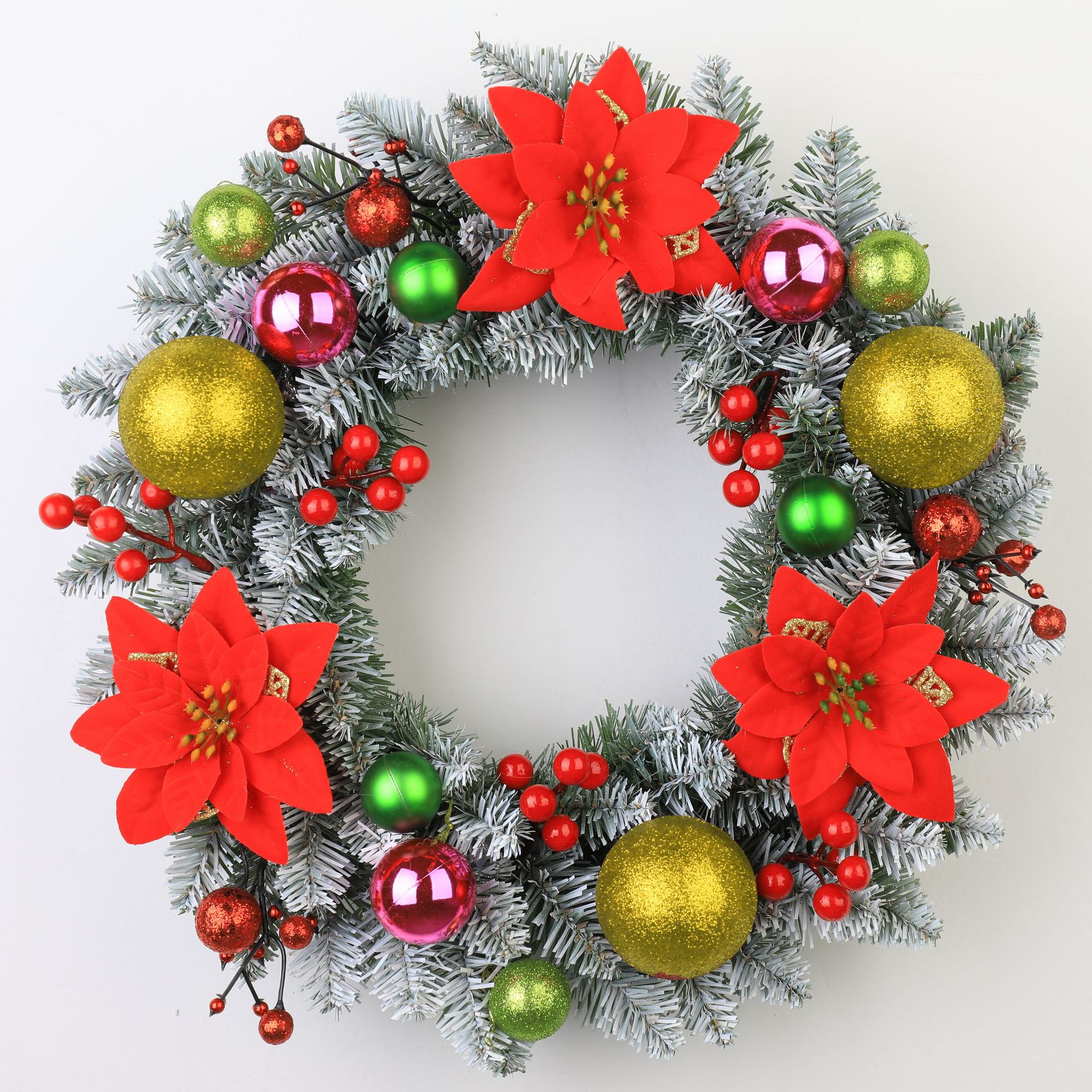 Corona navideña de 40/50/60 cm, decoraciones artificiales para colgar en ventanas y puertas, decoración para escenas navideñas, lazo de tela, árbol de Navidad, conos de pino