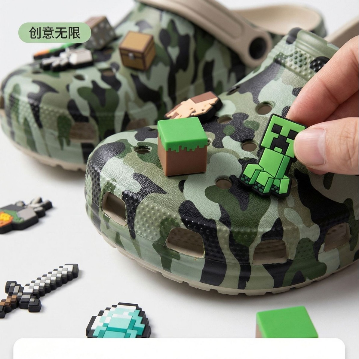 Nuevos zapatos de impresión de camuflaje transfronterizos, zapatos de agujero, zapatos de sandallas de pareja, zapatillas de moda para hombres y mujeres