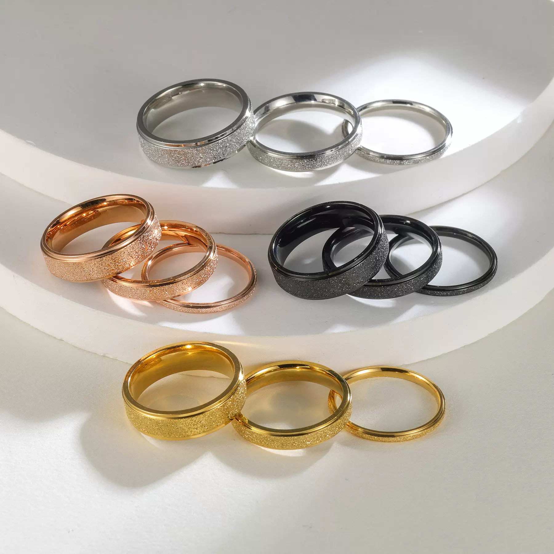 ins热门2MM细戒指不锈钢磨砂尾戒简约时尚流行饰品 情侣对戒批发