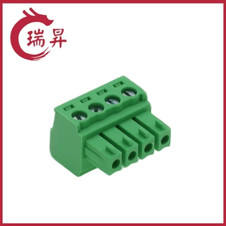 4P 绿色插拔式接线端子 凤凰端子PCB板接线用 免焊插拔式3.81间距