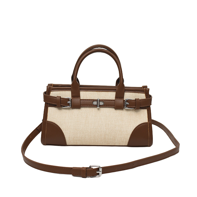 Bolsa de brazo retro simple de contraste de color de mujer botón de metal casual bolso diario de mano de viaje universal mochila de hombro