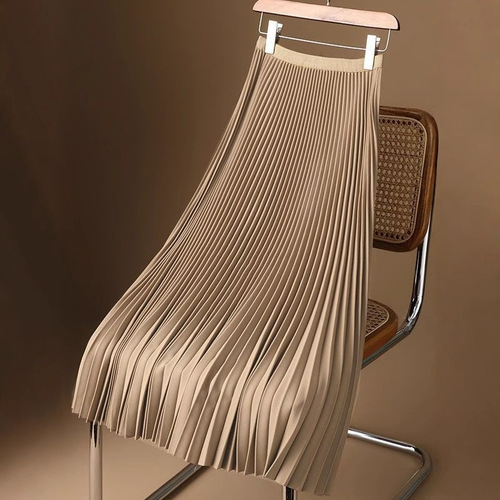 Solid Color Satin Pleated Dress with Large Size Loose Fit, Versatile Skirt in Green, White, Silver, Black, and Champagne, Southeast Asian Style