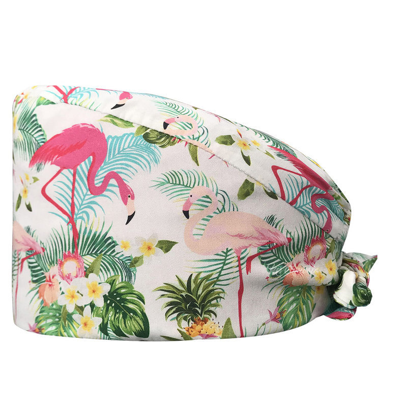 El algodón puro de las mujeres impresas europeas y americanas del sombrero de la enfermera de ICU con la toalla del sudor gorra quirúrgica del comercio exterior tapa de la cabeza del bolso entrega transfronteriza