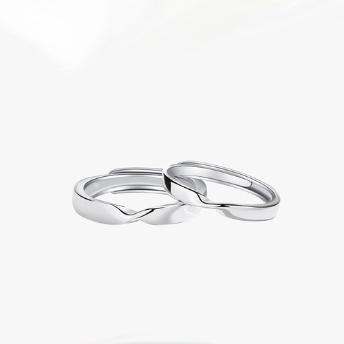 Möbius ring couple's ring sterling silver pair ins niche design simple opening adjustable ring