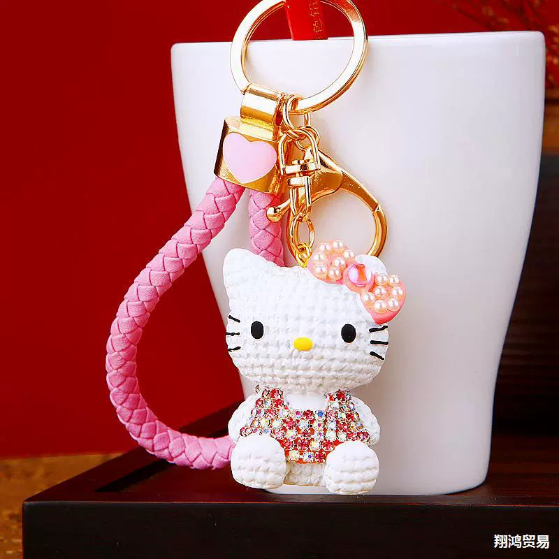 Алмазный мультфильм кошачий автомобильный брелок металлическая женская сумка подвеска цепочка для ключей