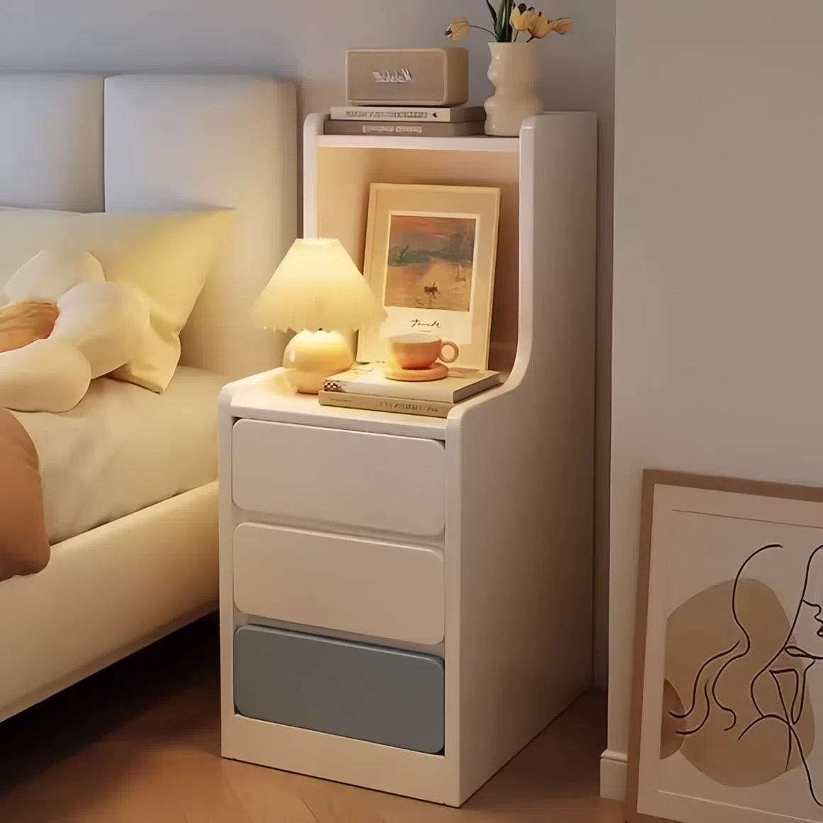 Bedside Table Simple Modern Bedroom Small Ultra-Narrow Bedside Table 2025 New Small Cabinet Simple Storage Rack