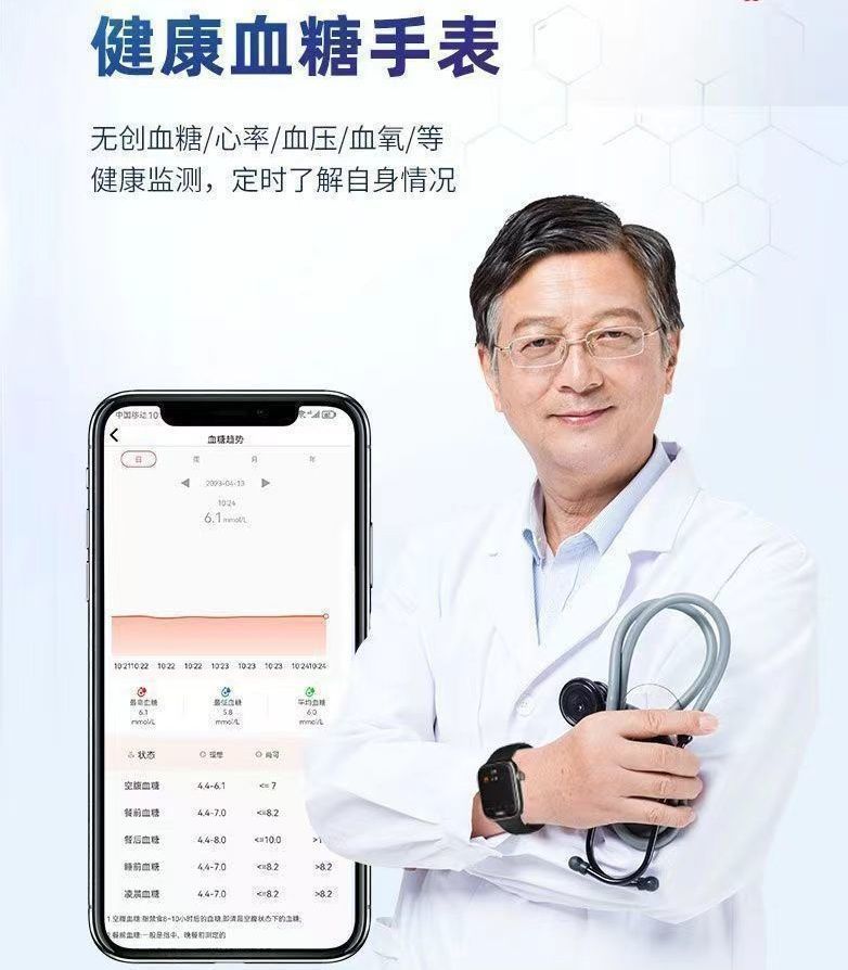 Huaqiangbei New Non-Invasive Needle-Free Blood Glucose and Blood Pressure Smart Watch with Uric Acid, Heart Rate, and Sleep Monitoring - Dropshipping Available