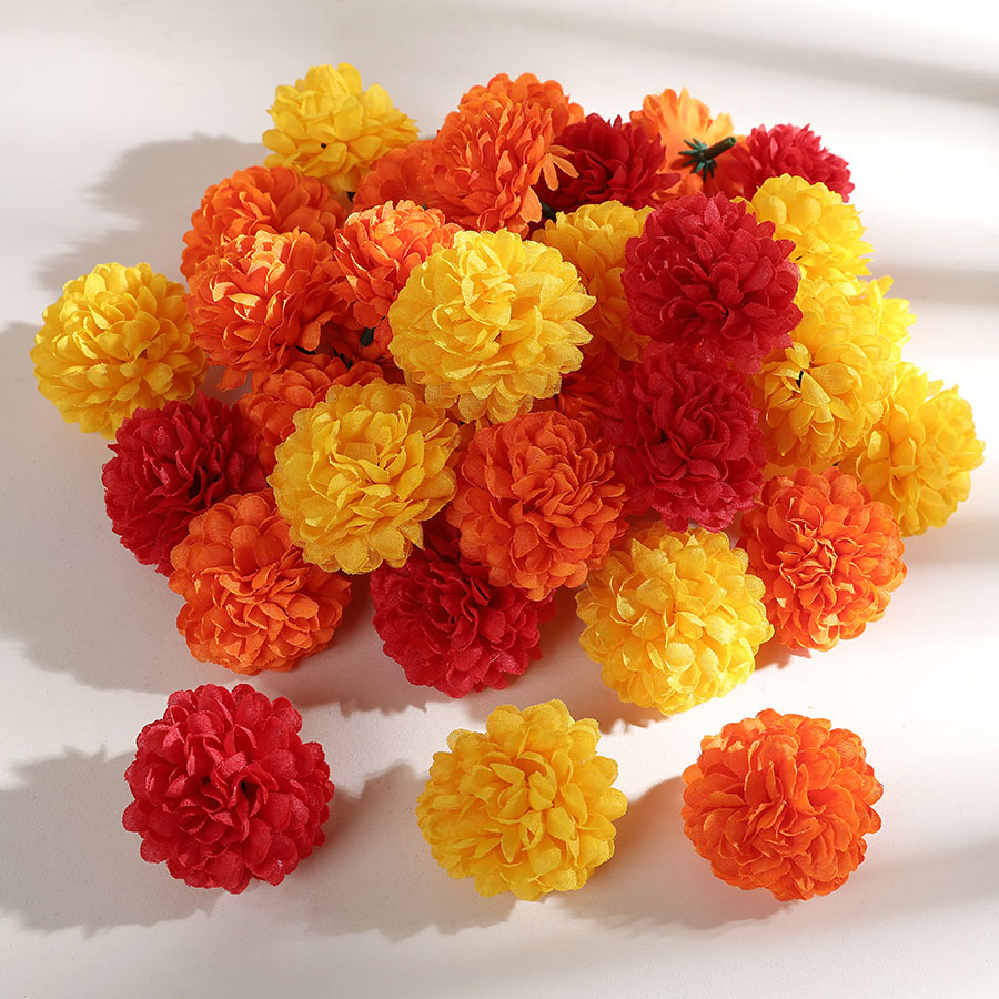 T 4.5cm Artificial Hydrangea and Chrysanthemum Flowers DIY Hairpin Flower Ball Chrysanthemum Wedding Decoration Straw Hat Backpack Accessories