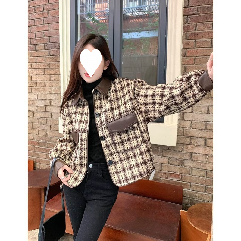 天瑜小香风千鸟格外套女秋冬款设计感小众高级别致夹克上衣2025年