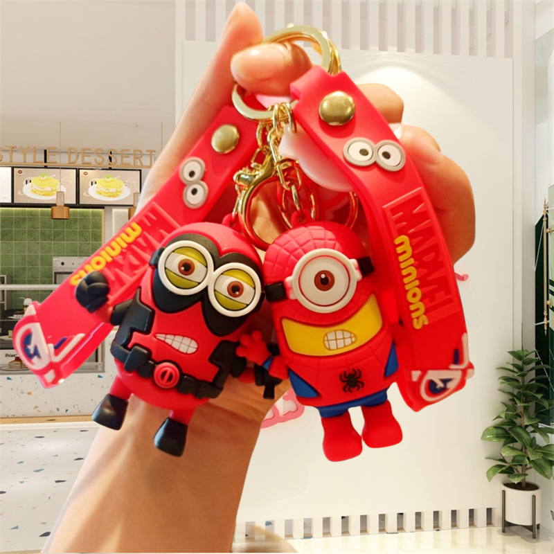 Cartoon cross-dressing minions Avengers keychain Hulk Spider-Man Batman key chain car pendant