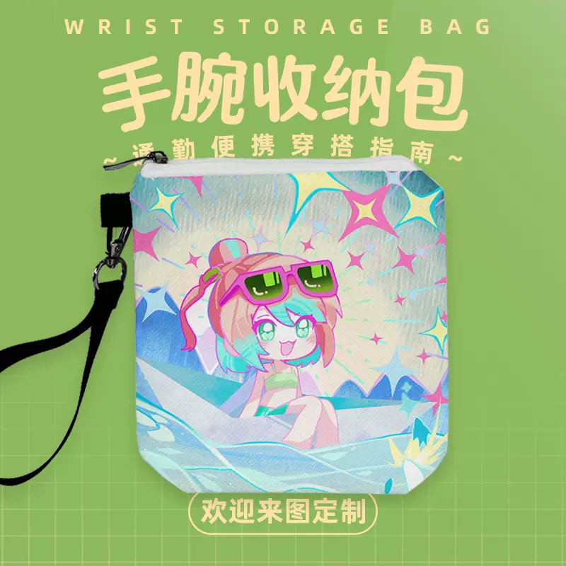 跨境手机零钱收纳包提花帆布手提零钱包卡通动漫二次元手拎包批发