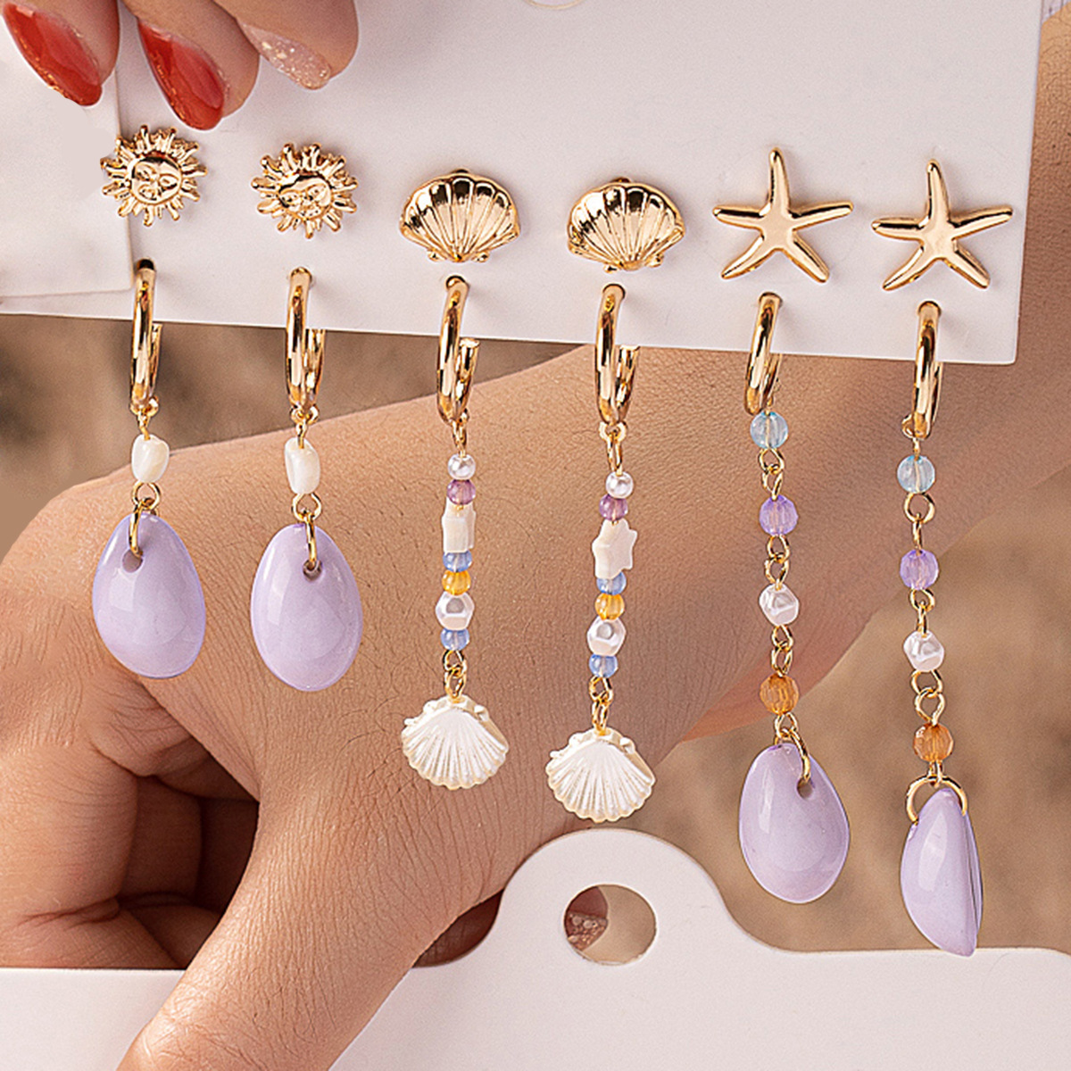 All Seasons Season Women's Gender 1 Pair Elegant Beach Classic Style Starfish Shell Alloy Drop Earrings Ear Studs