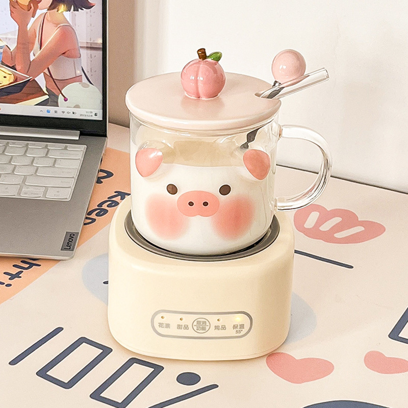 可烧水保温养生壶生日礼物送女友高颜值玻璃杯办公室平底加热杯子