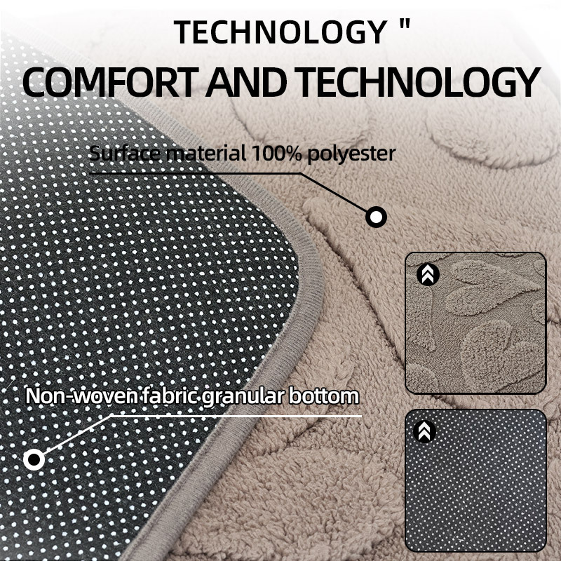 Alta alfombra de lana baja baño inodoro conjunto de tres piezas anti-deslizante hogar absorción de agua Jacquard bordado floc alfombra de baño