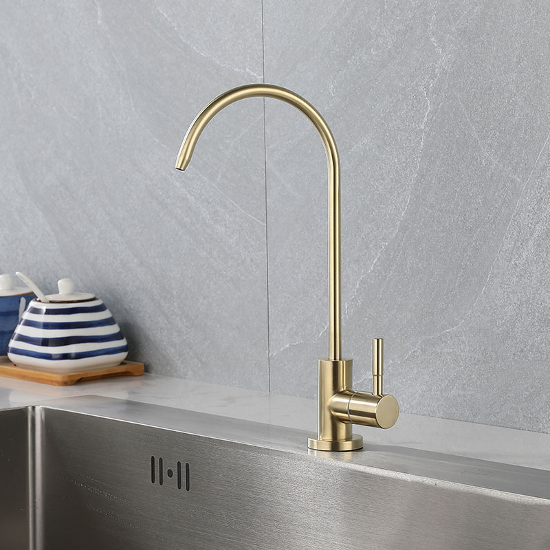 Kitchen water purifier single cold faucet 304 stainless steel water dispenser direct drinking gold faucet rose gold cross-border
