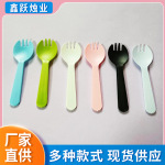 一次性叉勺独立装加厚磨砂甜品勺蛋糕叉勺塑料叉子水果捞塑料勺叉