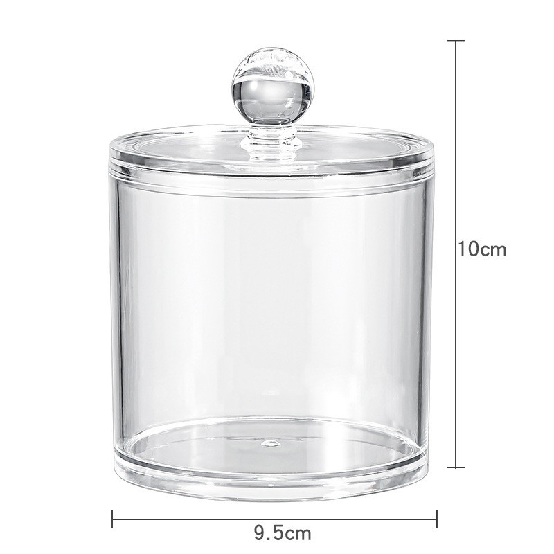 Caja organizadora acrílica para algodón cosmético, almacenamiento de escritorio