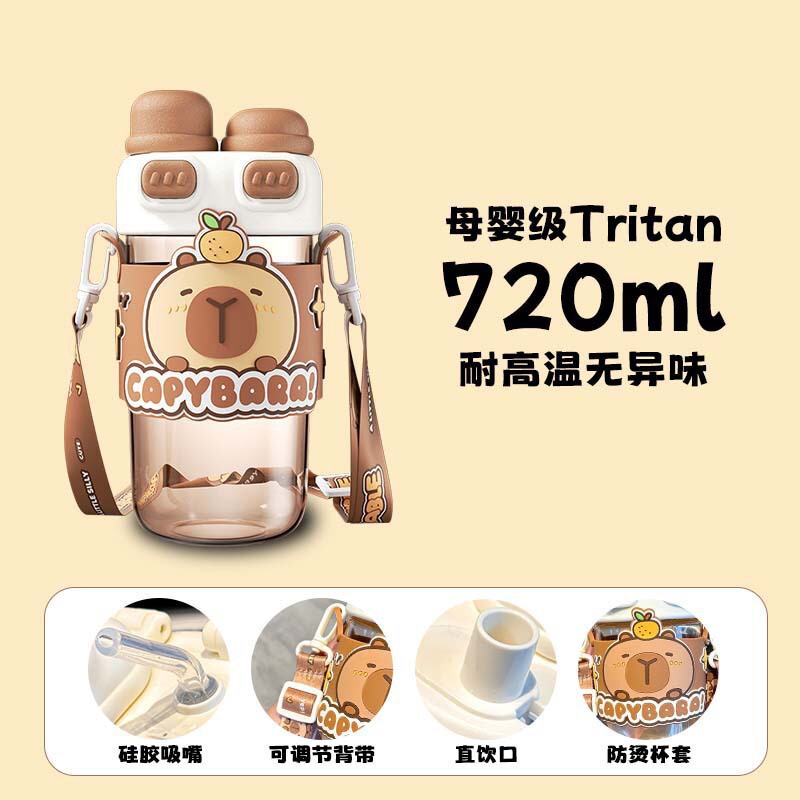 卡皮巴拉tritan儿童水杯2025新款高颜值夏天男女学生便携吸管杯子|undefined