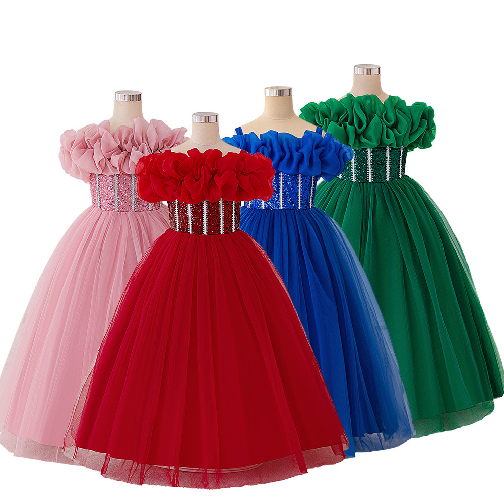 2026 nuevo vestido de niñas vestido de fiesta de cumpleaños princesa de sequillas vestido de noche