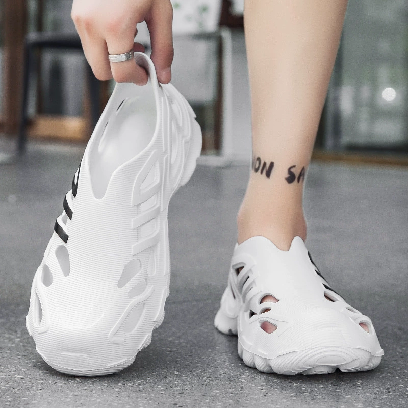 Летняя обувь на открытом воздухе LUCHI дырки мужская мягкая подошва дышащая нескользящая головка с полыми повседневными сандалиями