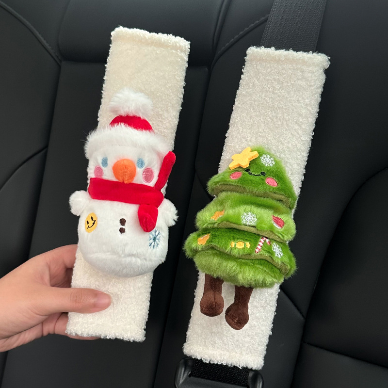 Creative Christmas Snowman Christmas Tree Car Shoulder Cover Car Decoration Seat Belt Protective Cover Christmas Gift